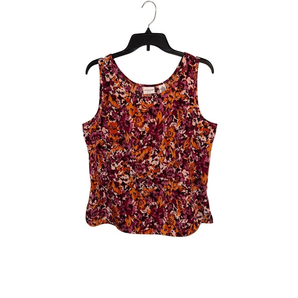 Covington Women’s Large Floral Sleeveless Blouse Purple Orange Tank Top